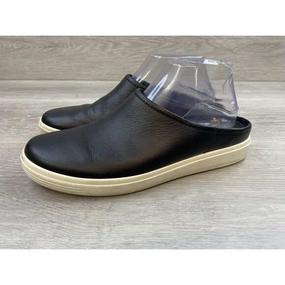 Ecco Soft Classic Women's Sneaker Closed Toe Leather 8.5 Black Mule Shoes - Picture 3 of 10